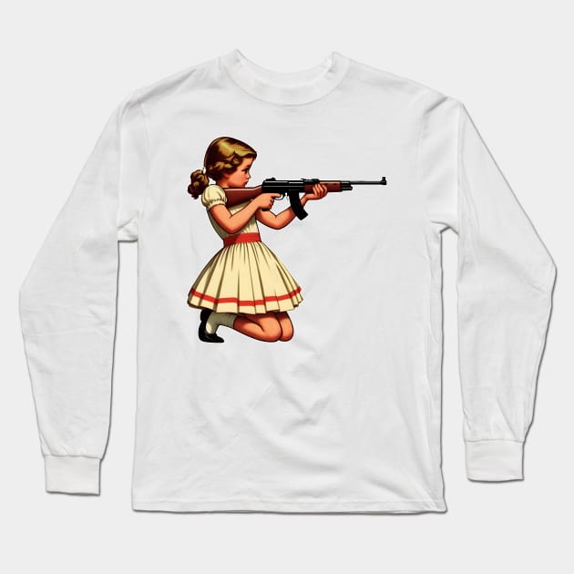 The Little Girl and a Toy Gun Long Sleeve T-Shirt by Rawlifegraphic